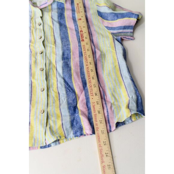 C&C California Womens Striped Button-Up Shirt 100% Linen Size M - Picture 4 of 4